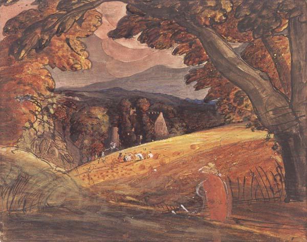 Samuel Palmer Harvesters by Firelight oil painting picture